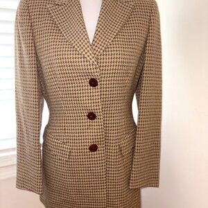 Giorgio Armani Tan/Grey Houndstooth Blazer